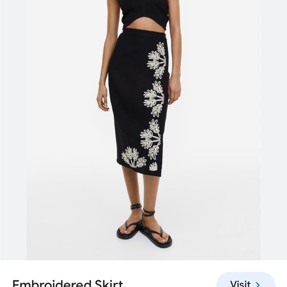 Embroidered midi skirt